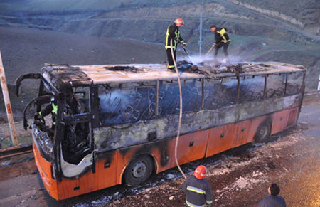 اخبار,اخبار حوادث,آتش سوزی اتوبوس 