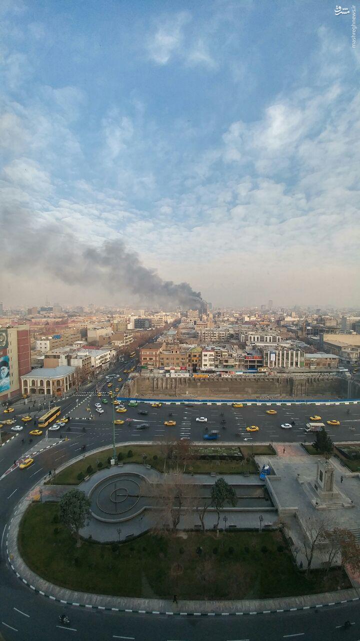 عکس/ آتش سوزی پلاسکو از نمای میدان امام